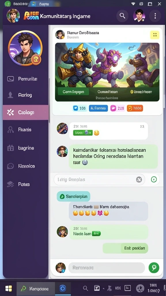 Tangkapan layar menampilkan fitur komunitas untuk berbagi strategi.