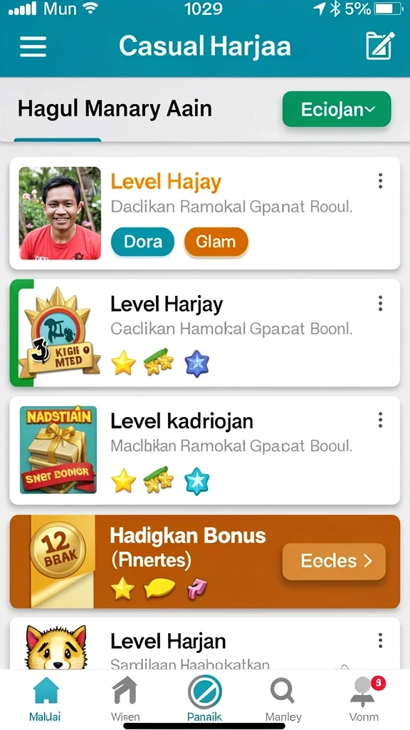 Karakter yang beragam untuk dipilih.